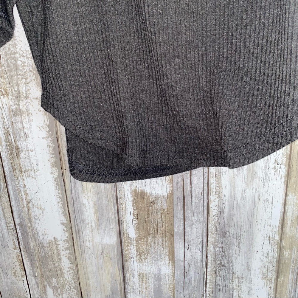 Free People We The Free Night Lil Puff Sleeve Top Gray Square Neck Fitted Blouse - Picture 5 of 6
